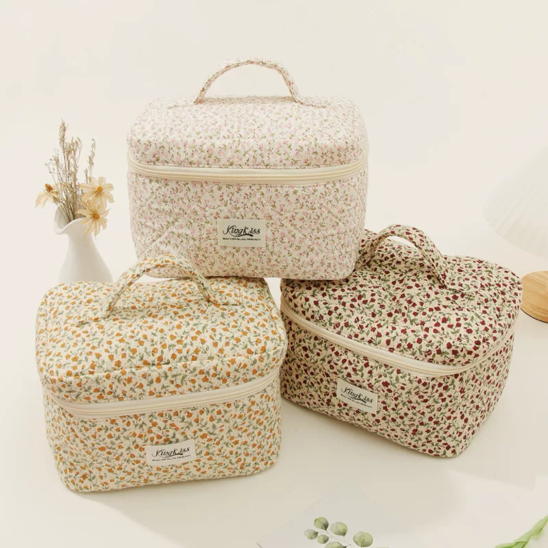 Портативный вместительный косметичка Bag для рук, маленькая сумка, симпатичная система хранения, с цветочным принтом