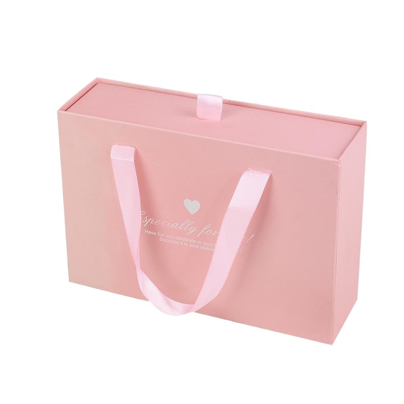 Venta al por mayor Rosa lindo cajón embalaje caja portátil cinta arco joyero caja de dulces ropa interior regalo cartón