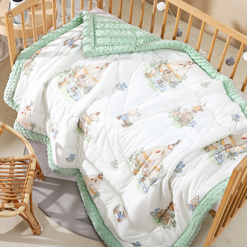 Baby blanket, newborn baby comfort blanket, soft cotton bean blanket, soy protein fiber AB version blanket