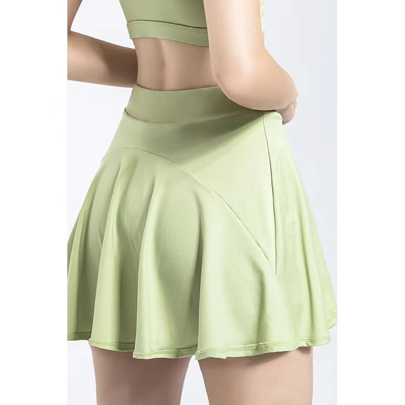Falso de dos piezas de falda corta para mujeres desnudas respirantes vestidos de entrenamiento deportivo falda de trúsco para correr pantalones de fitness falda de tenis