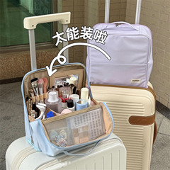 简约纯色化妆包多功能旅行化妆品收纳包立体式大容量多层分区收纳