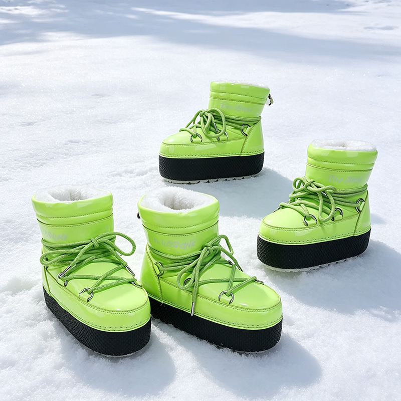 Botas de Nieve Media Caña para Mujer de Lana Artificial y TPR Impermeable Térmico Antideslizante para Esquí y Uso Diario image 3