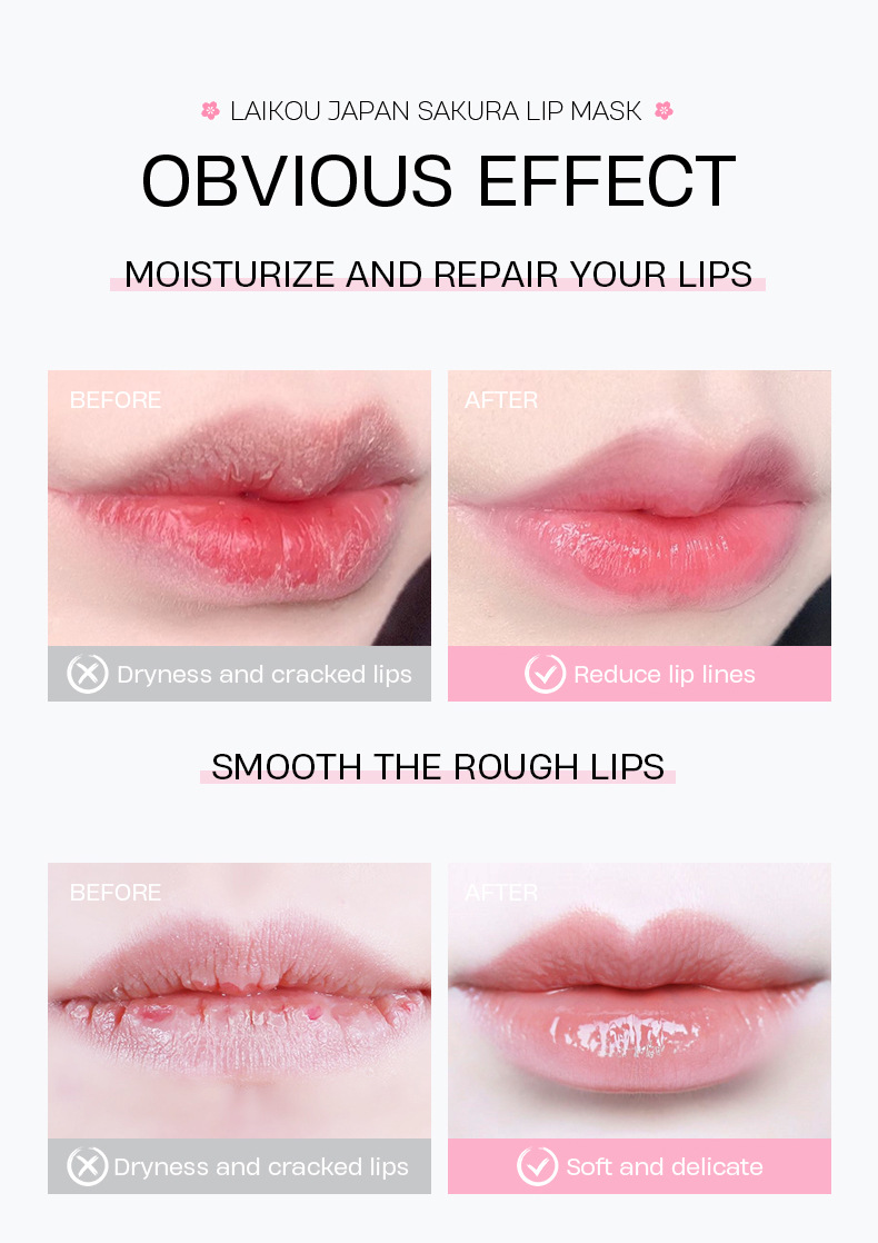 Natural Sakura Moisturizing Lip Mask Anti-drying Lip Lines Dead Skin Remover Lipsticks Long Lasting Nourishing Plump_voghion.com