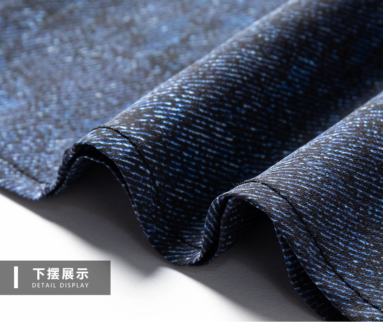 Áo sơ mi nam tay ngắn lụa tơ tằm mùa hè phong cách vintage — Xanh da trời8883 chi tiết 18