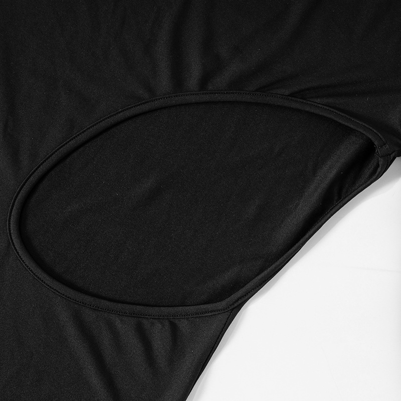 Fashion Solid Color Round Neck Long Sleeve Patchwork Spandex Polyester Above Knee A-Line Skirt