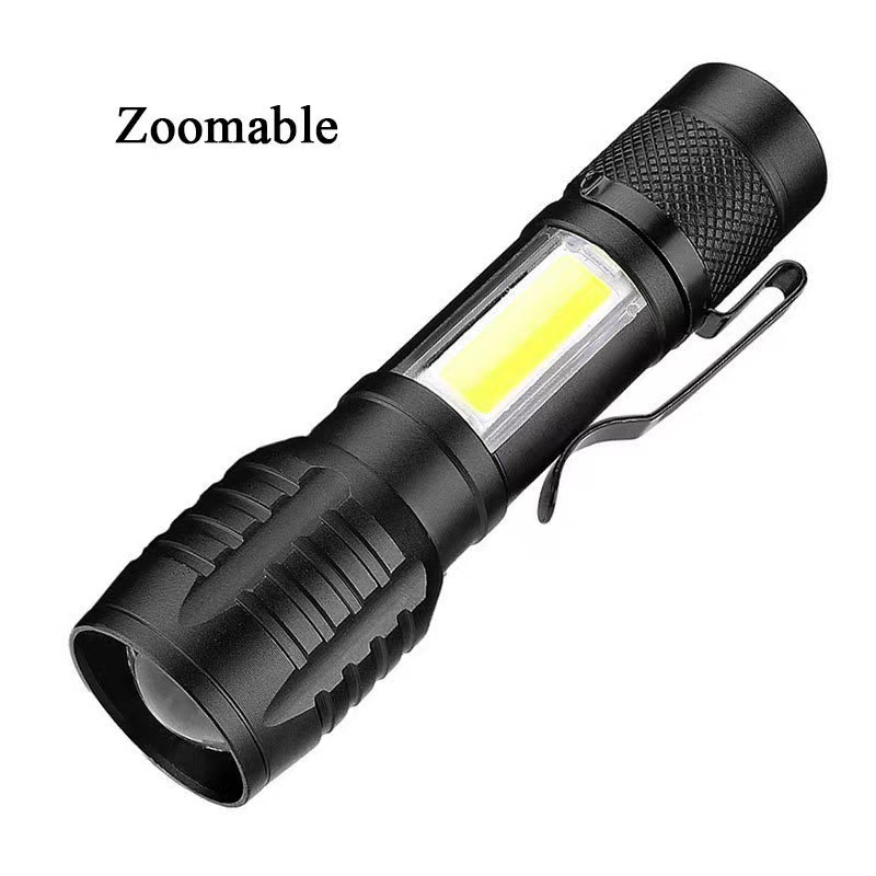 Mini luz fuerte transfronteriza pequeña linterna portátil luz lateral al aire libre hogar recargable LED zoom luz de trabajo de largo alcance