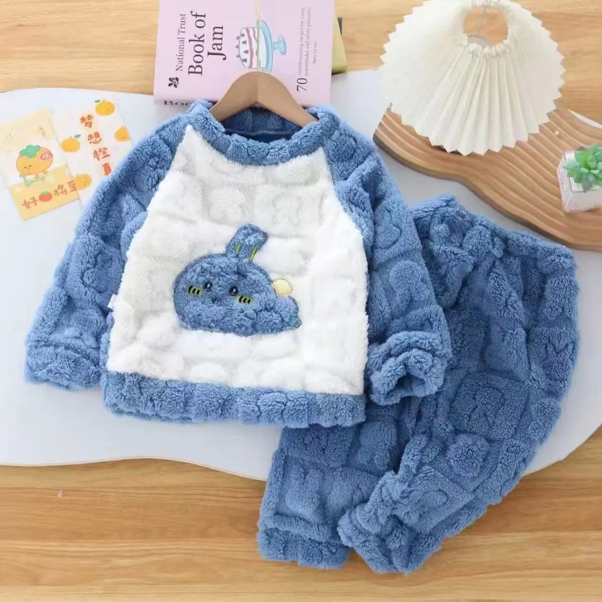 Cross-Border Girls Winter Flannel Suit Children's Warm Coral Velvet Pajamas Women's Japanese Cartoon Home Clothes Wholesale