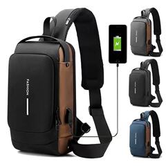 コントラストカラーバイクバッグメンズパスワードロック盗難防止チェストバッグメンズクロスボディバッグチェストバッグアウトドアスポーツUSBインターフェースチェストバッグ