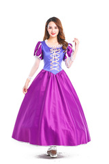 魔法奇緣 成人紫色公主裙 長髮公主服裝 樂佩公主演出禮服