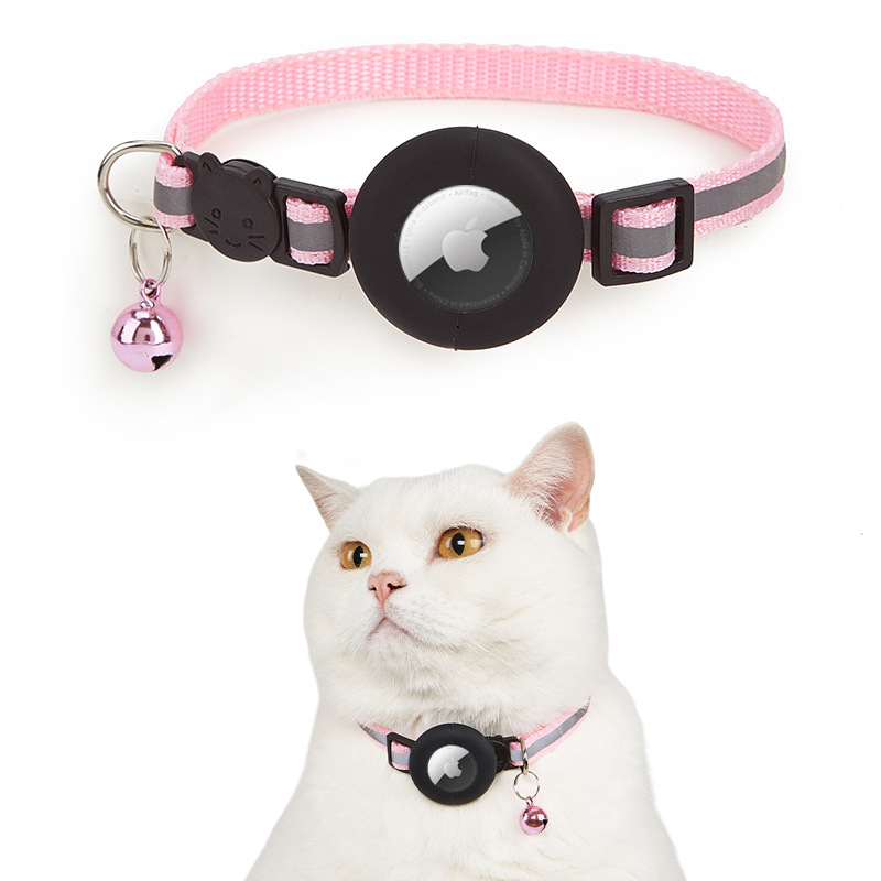 Amazon explosión Airtag collar de gato reflectante con campana hebilla de seguridad collar para mascotas collar de huella en stock
