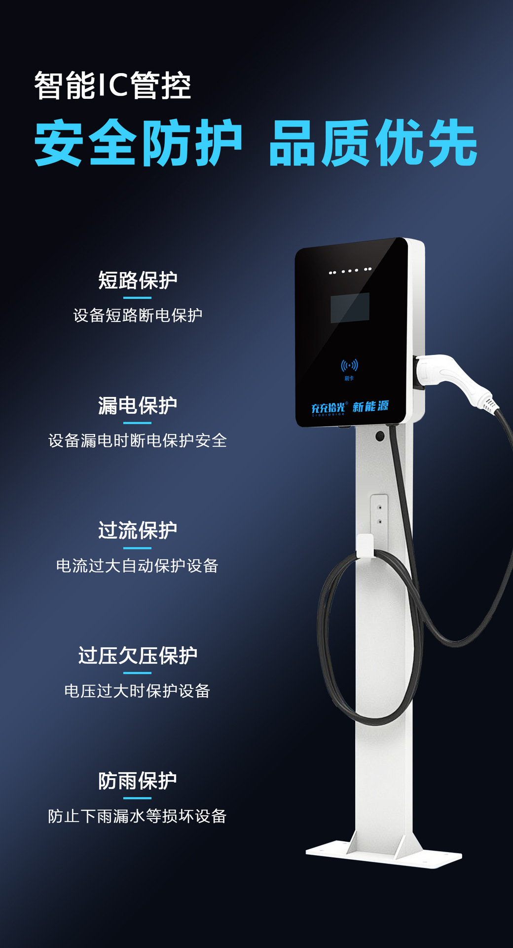 New Energy Vehicle 14Kw Dual-Gun Ac Slow Charging Parking Lot Charging Station Commercial Electric Vehicle Charging Pile