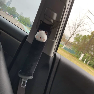 silk plush baby shoulder pad — Seat belt shoulder pad - black-cute-pet-meow-shoulder-pad-short-velvet-1
