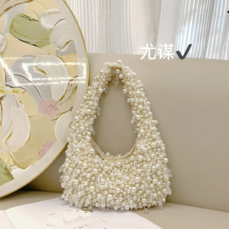 Sweet and Fresh Cute All-match Casual Pearl Crystal Beaded Fashion Niche Design Hand Shoulder Underarm Bag Sweet and Fresh Cute All-match Casual Pearl Crystal Beaded Fashion Niche Design Hand Shoulder Underarm Bag