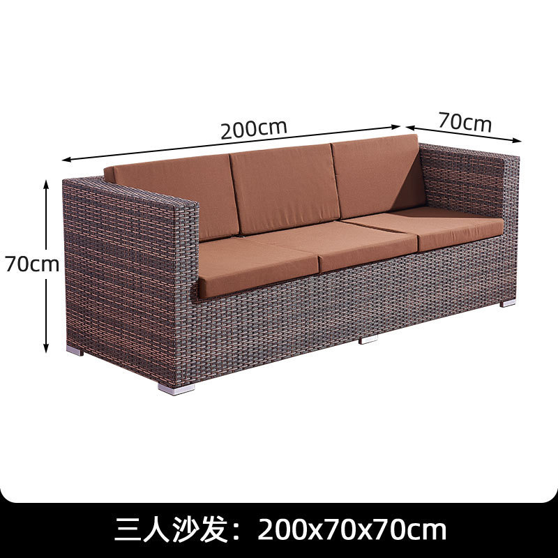 Sofá de ratán nórdico al aire libre B & B Hotel Restaurante Sofá de ratán Balcón Sofá Silla Juego de tres piezas al aire libre