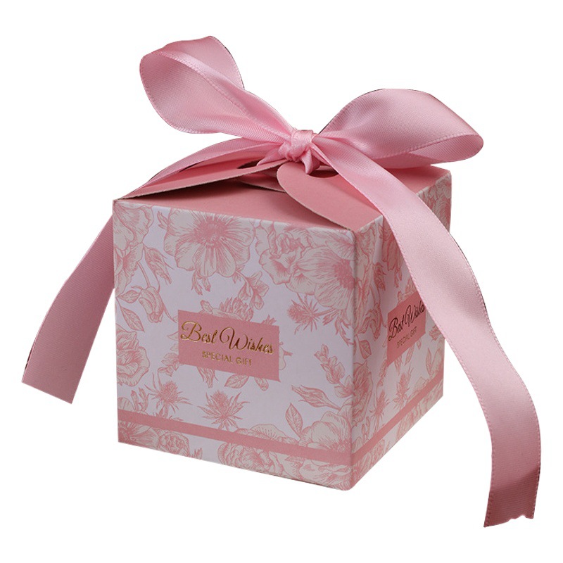 Caja de regalo de caramelo de boda creativa Europea Mori dorado plegable caja cuadrada estilo de tinta tema boda caja de caramelo