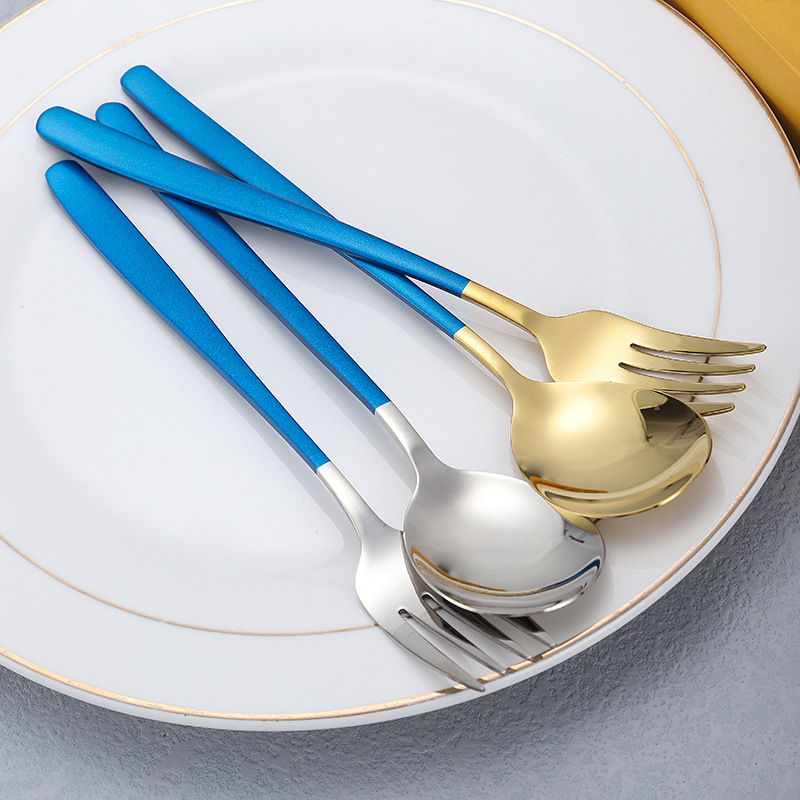 304 cuchara de acero inoxidable tenedor hogar mango largo postre agitación cuchara comer cuchara fábrica directa vajilla cuchara coreana tenedor