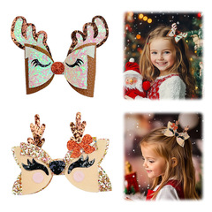 子供のクリスマス枝角リボンヘアアクセサリークロスボーダー新しいグリットクリスマスヘアピンクリスマスガールヘアアクセサリー