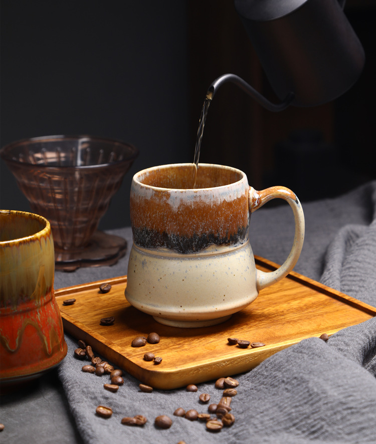 Large Ceramic Mug Vintage Style Kiln Fired Water Coffee Cup_voghion.com
