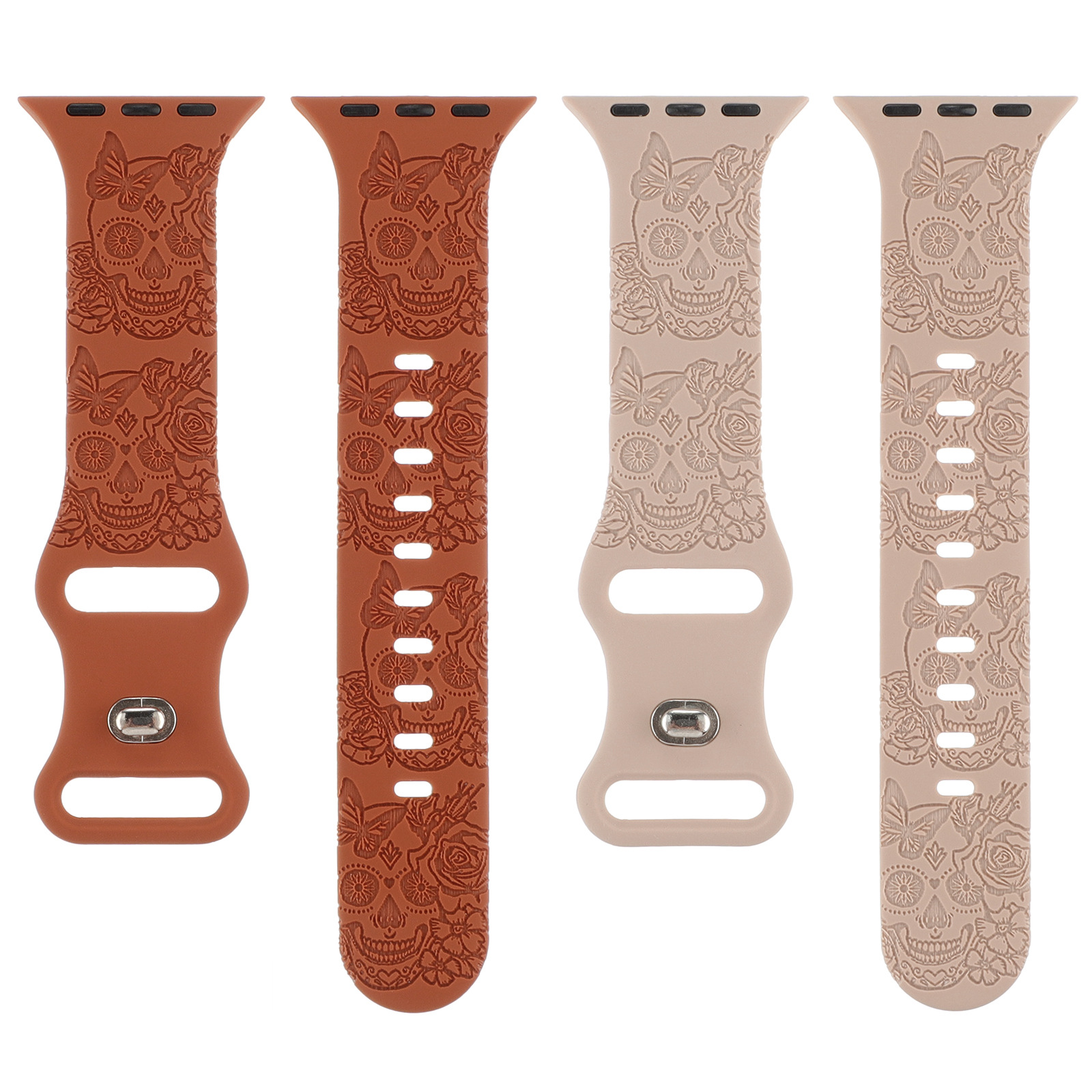 Adecuado para Apple Watch 8-palabra hebilla cráneo tallado correa de silicona Apple watch9 Correa iwatch Correa