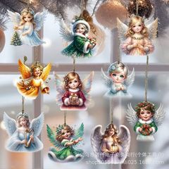 クロスボーダー新品20ピースクリスマスクリエイティブクリスマスかわいい天使女の子セット装饰暖かい心庭ストラップ