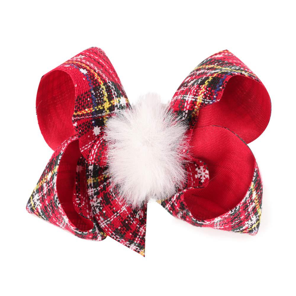 Cute Plaid Bow Knot Snowflake Cloth Pom Poms Hair Clip 1 Piece display picture 4