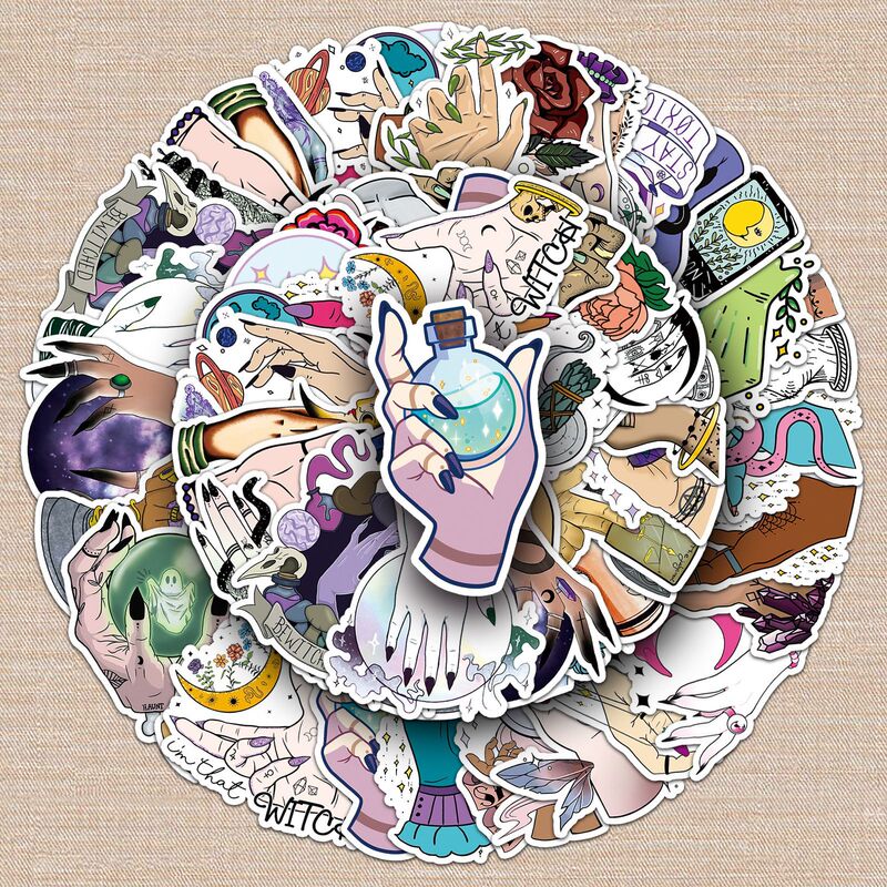 50 Witch Hand Graffiti Stickers Personalized Cross-border Hot Sale Magic Dark Decoration Luggage Mobile Phone Skateboard Stickers 50 Witch Hand Graffiti Stickers Personalized Cross-border Hot Sale Magic Dark Decoration Luggage Mobile Phone Skateboard Stickers