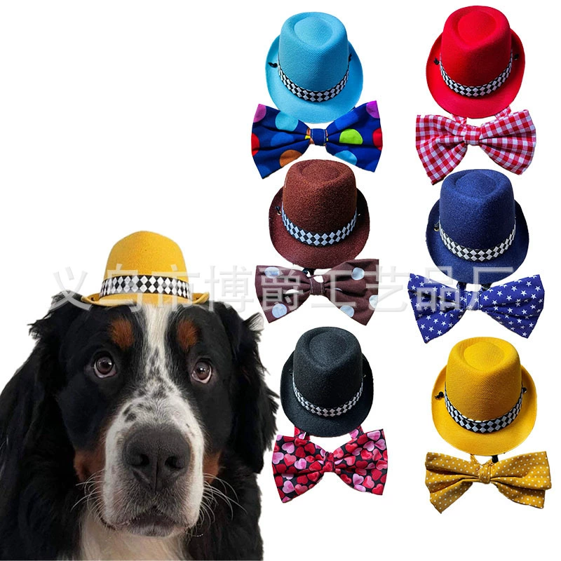 Ковбойская шляпа для домашних животных, шляпа для кошек, вечерние праздничные украшения, шляпа с галстуком-бабочкой, комплект, шляпа для домашних животных, украшение с галстуком-бабочкой
