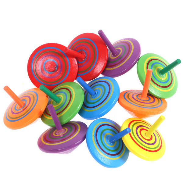 Wooden rainbow table spinning top