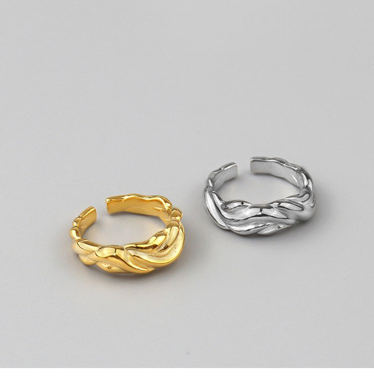 Korean fashion wave pattern index finger ring simple design geometric opening ring