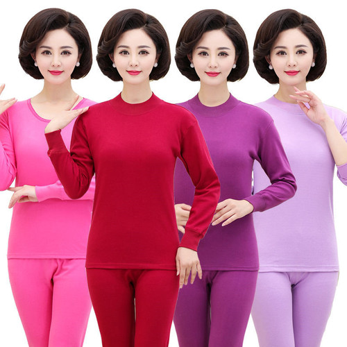 Middle-aged and elderly women's warm underwear autumn clothes ladies' undergarment women's clothing half high neck cotton sweater stalls printed line clothes 