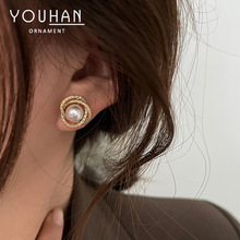 韩版时尚气质耳钉女S925银针高级感轻奢耳饰个性网红珍珠耳坠饰品