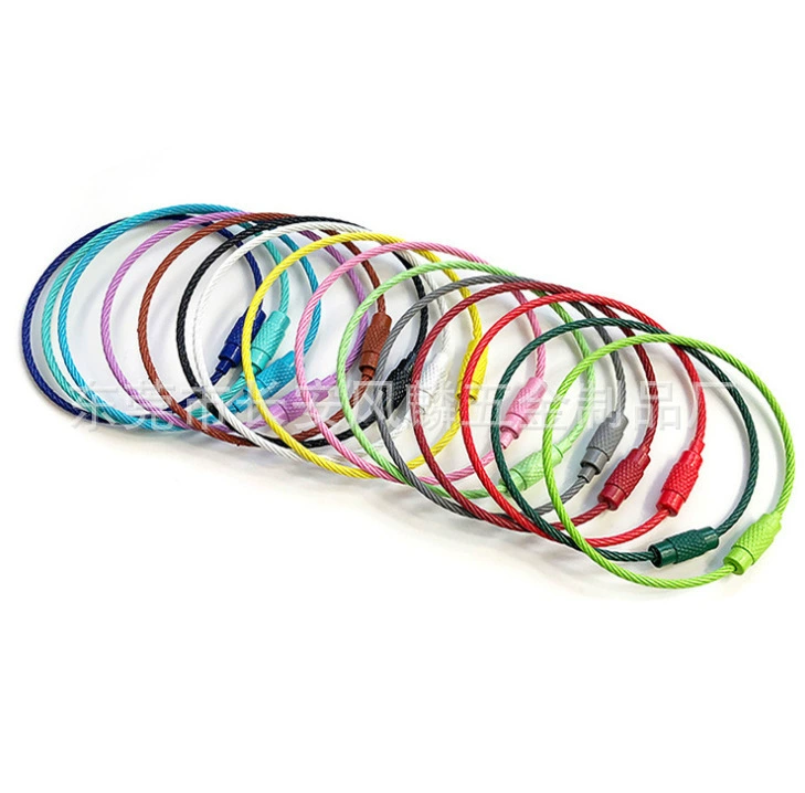 Проволочное кольцо из нержавеющей стали с защитным слоем с покрытием Цветной стальной трос для хранения ключей кольцо Красное проволочное кольцо