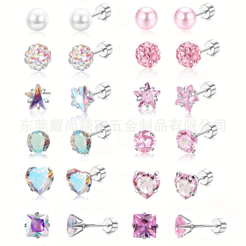 Stainless Steel Spiral Earrings Suitable for Girls and Toddlers 20g Hypoallergenic Pure Titanium Earrings Suitable for Sensitive Ears
