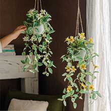 绿植假树叶藤蔓吊篮植物塑料假花挂壁花带盆阳台装饰植物源头工厂