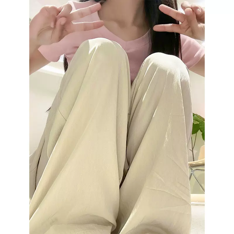 山本裤女春夏季2024新款高腰垂感阔腿慵懒宽松显瘦拖地休闲裤子