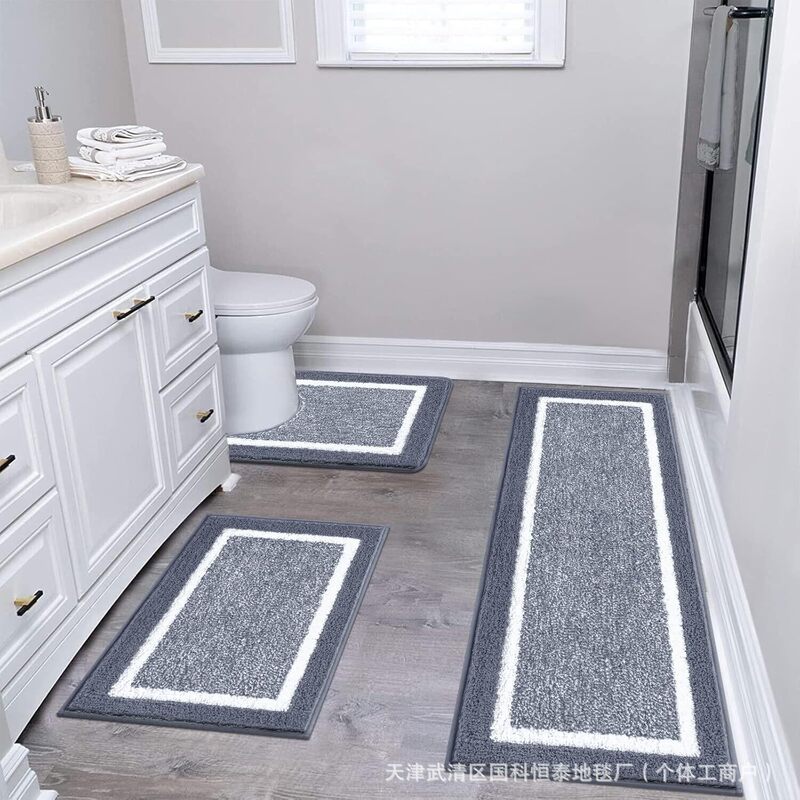 Amazon Nordic High-grade Cashmere Toilet Mat Three-piece Entrance Bathroom Non-slip Door Mat for Hair