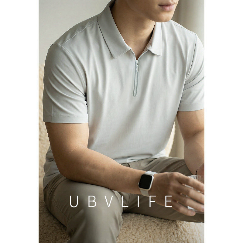 [Upf50] 7A Antibacterial Sun Protection Half-Zip Short-Sleeved T-Shirt for Men 2026 Summer Cool Outdoor Sports Polo Shirt
