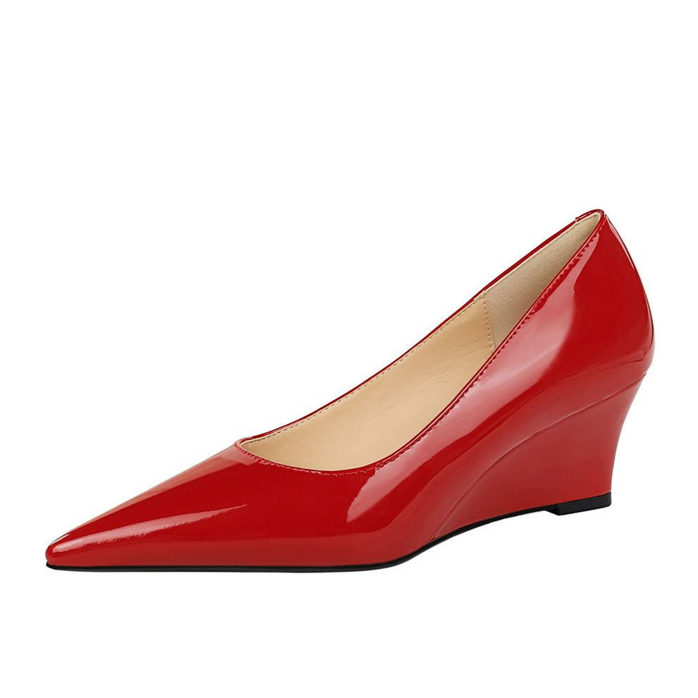 Helle Lackleder flache Mund spitze High Heel Ferse Damenschuhe_voghion.com