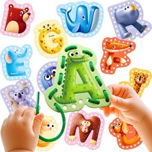 小批量定制亚马逊儿童缝纫套装卡通纸质卡精细运动玩具幼儿训练卡