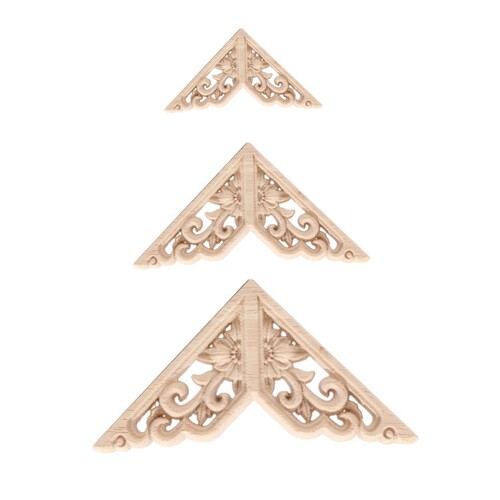 Chinese style home decoration decorative solid wood decals Dongyang wood carving white embryo wholesale multi-size small corner flowers