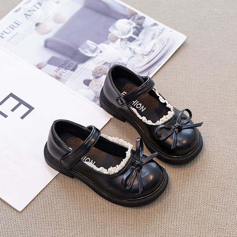 Детские дышащие туфли с бантом, кожаные туфли для принцессы