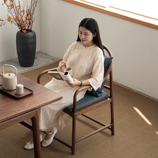 Empty New Chinese-style Black Walnut Solid Wood Small Circle Chair Chair Plank Chair Official Hat Chair Tea Chair Master Chair Leisure Chair