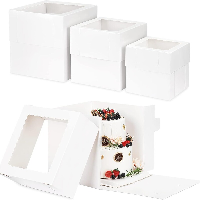 White Card Paper Box with Window, Transparent Cake Box, Bread and Pastry Baking Packaging Box, Cakebox, Cross-Border Hot Selling White Card Paper Box with Window, Transparent Cake Box, Bread and Pastry Baking Packaging Box, Cakebox, Cross-Border Hot Selling