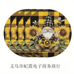 新品春夏圆形餐垫花朵珊瑚贝壳图案亚麻餐垫支持贴标来图定