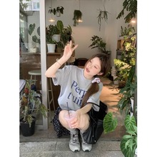2025夏季新款韩版宽松慵懒风字母印花短袖T恤女百搭休闲ins风上衣