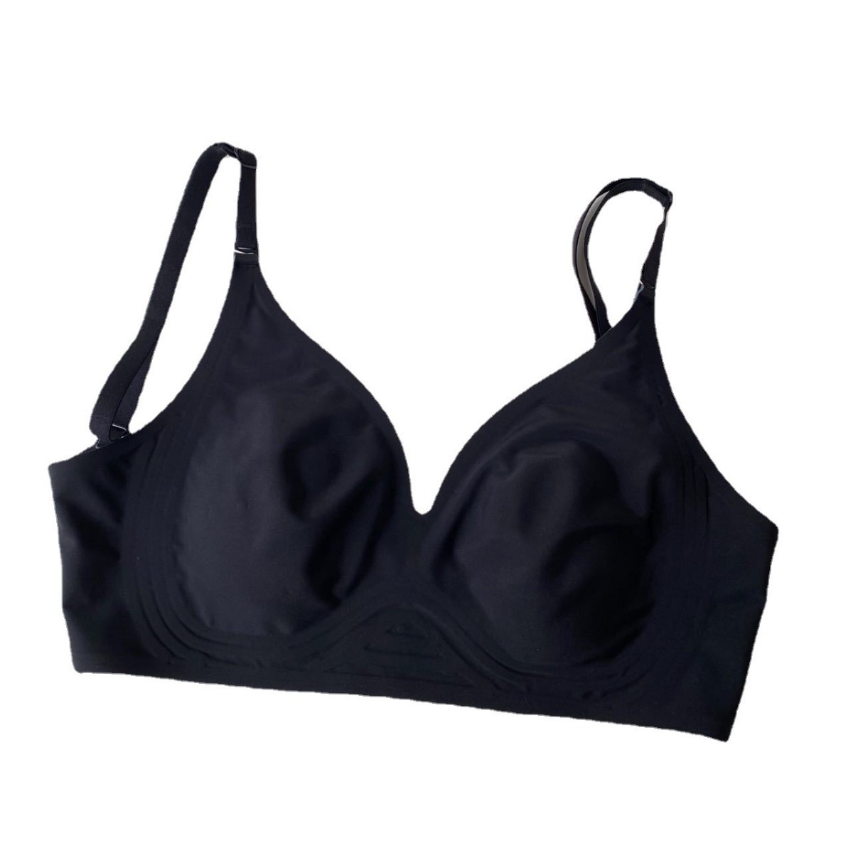 Ropa interior ultrafina de verano para mujer Piel de hielo Orejas de conejo pecho grande pequeña tira de jalea soporte suave sujetador transpirable desnudo sin costuras