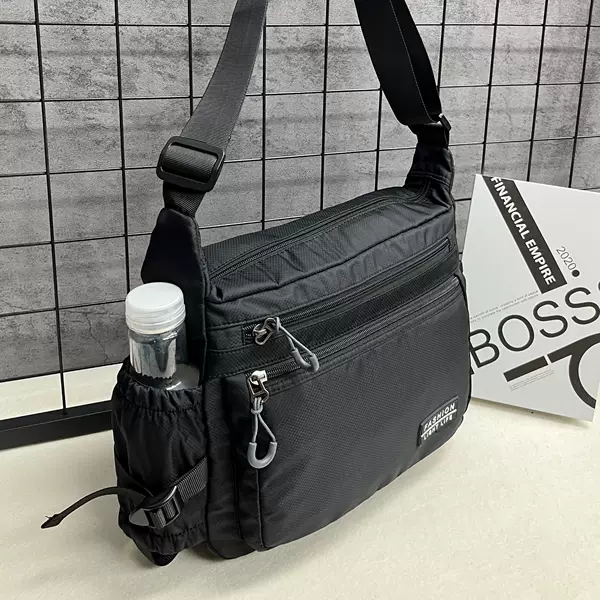 Cross-border Wholesale Men's Waterproof Shoulder Crossbody Bag Oxford Cloth Film Large Capacity Multi-layer Zipper Fashionable Casual Bag