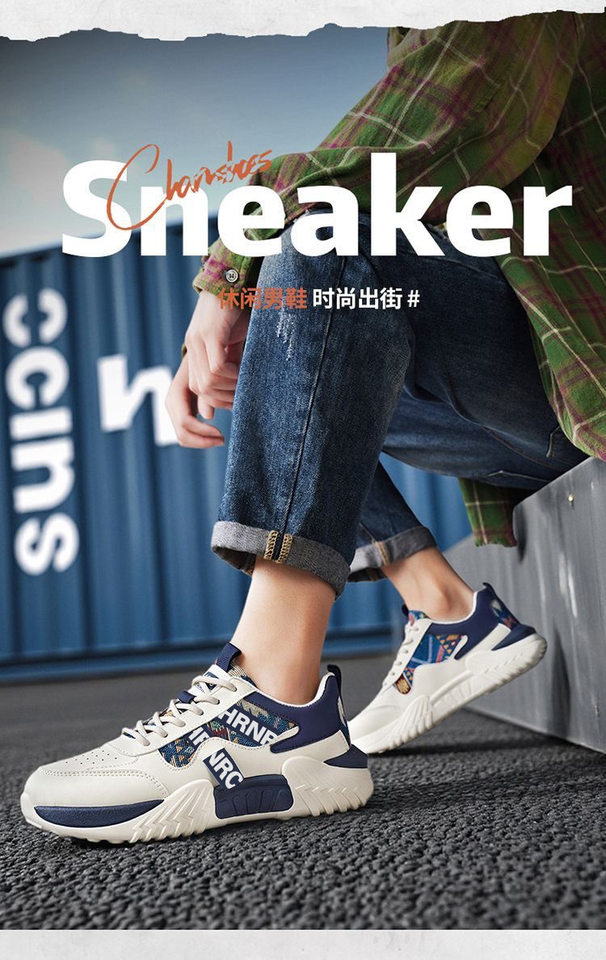 Giày thể thao nam sneaker trắng kiểu mới, giày casual thời trang cho thanh niên, đế dày gót thấp — Màu kaki, Màu xanh dương, màu đỏ chi tiết 7