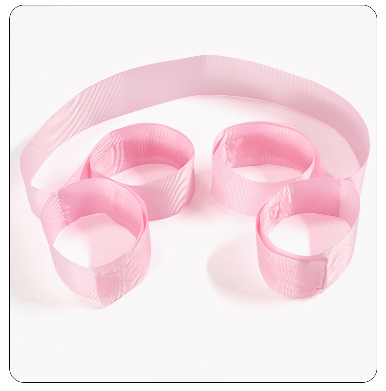 Hand and Foot Cuffs Bondage Set with Nylon Straps and PVC Details, Black Adult Couple Accessory — detail image 31