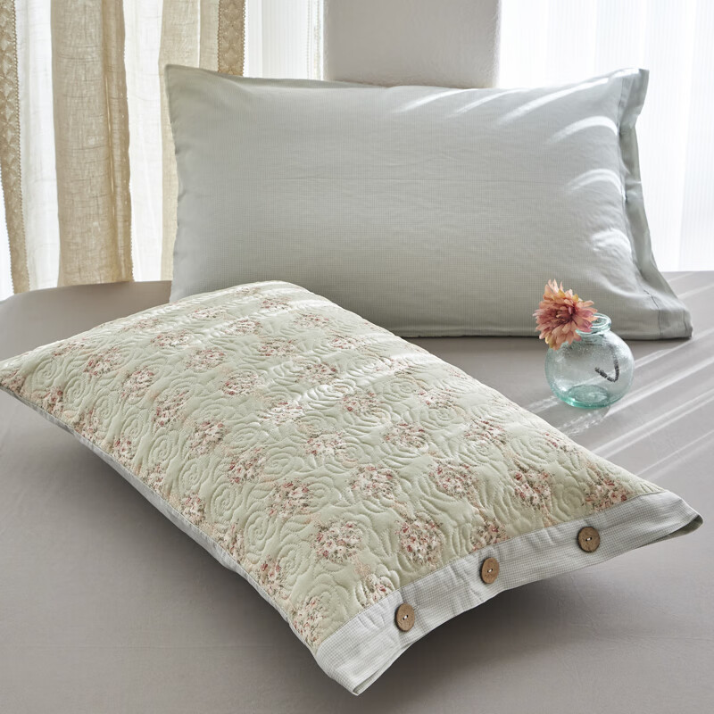 Un par de fundas de almohada de algodón, fundas de almohada acolchadas de algodón, botones, fundas de forro con núcleo de almohada para estudiantes